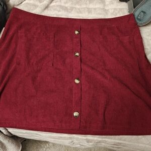 SHEIN Red Button-Up Mini Skirt